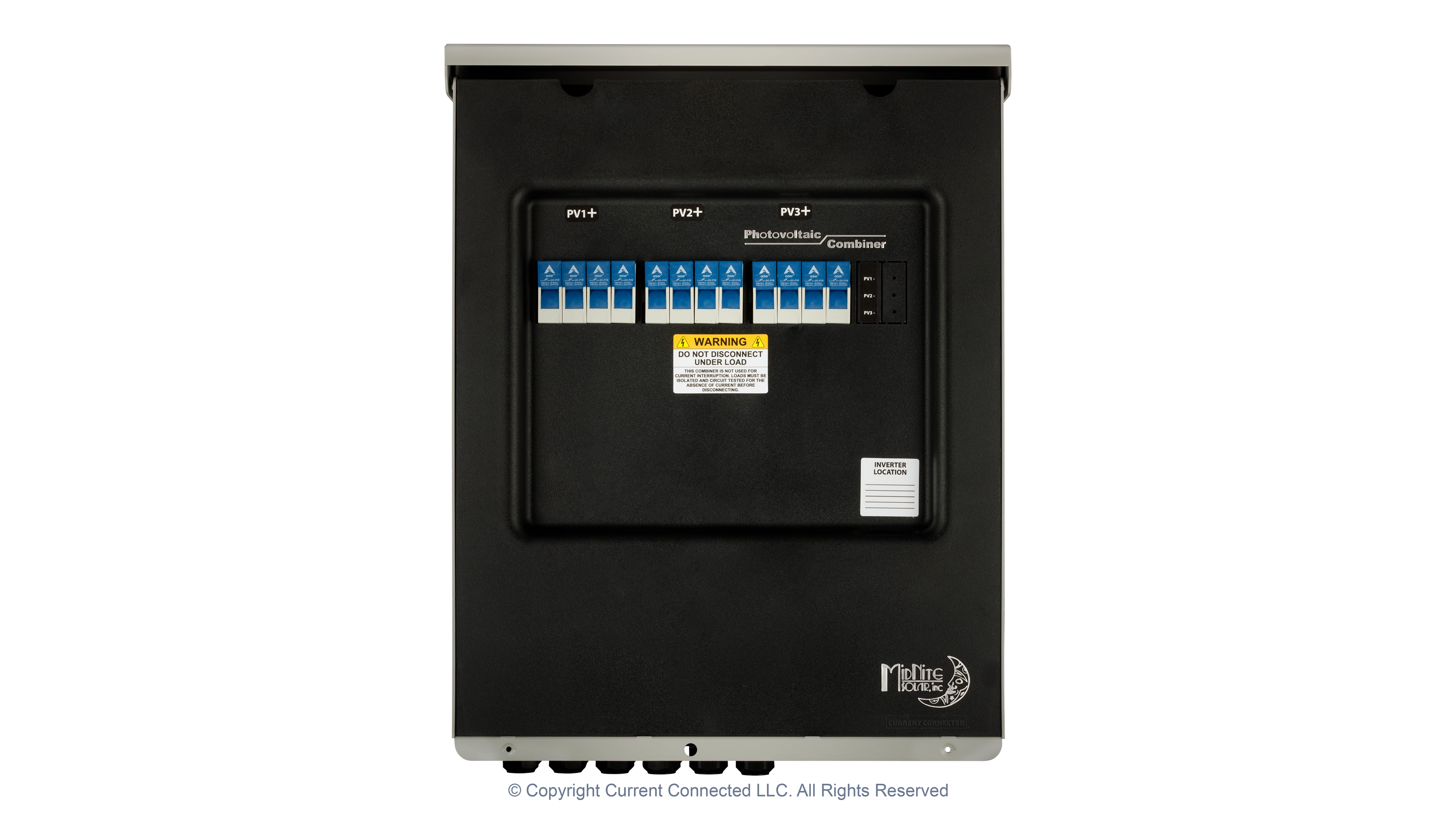Midnite Solare - MNPV4BY3 - MidNite Solar 12 String 3 Output combiner - Cover Off View