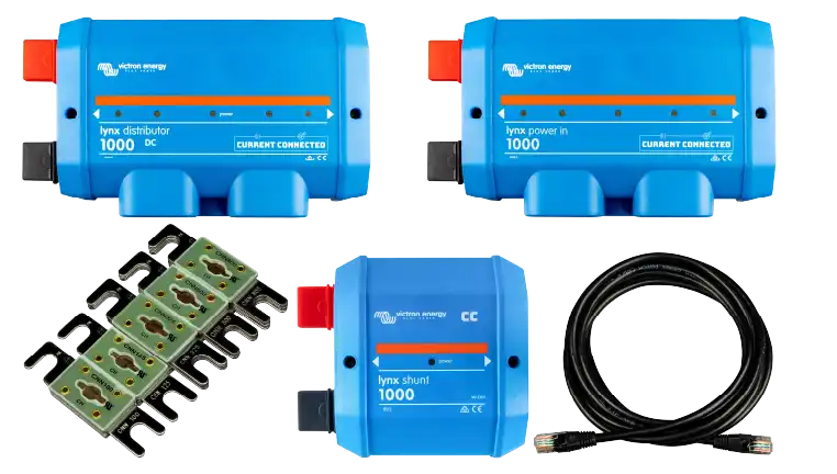 Website - 10.15.2025 - BHoskyn - VictronLynxPowerDistributionSystemBundle High quality photo of the Victron Lynx Power Distribution System Bundle with Lynx Shunt made for the Current Connected kits page. Photographed by Current Connected.