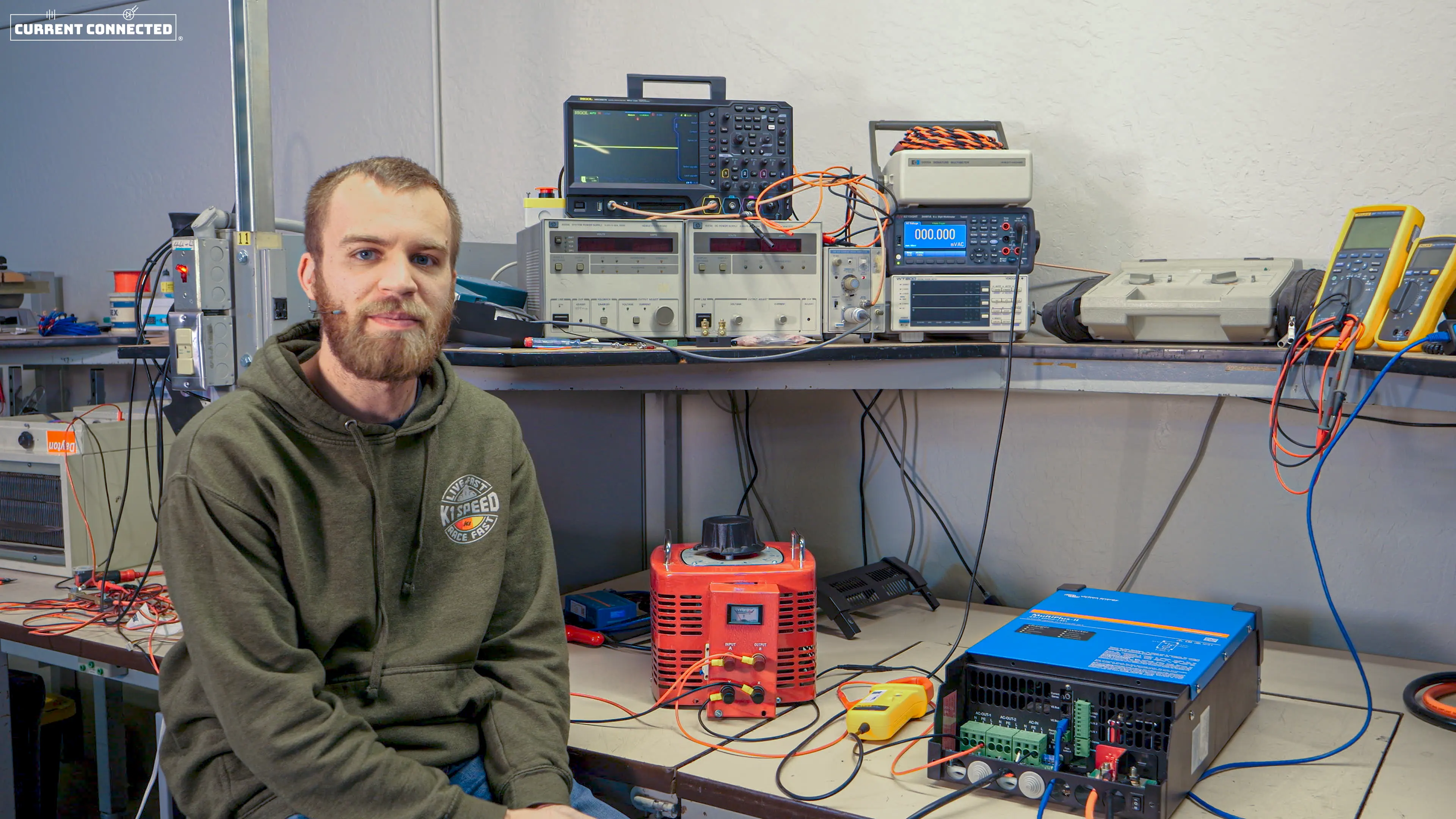 High quality photo of Dexter with a Victron inverter. Photographed by Current Connected.