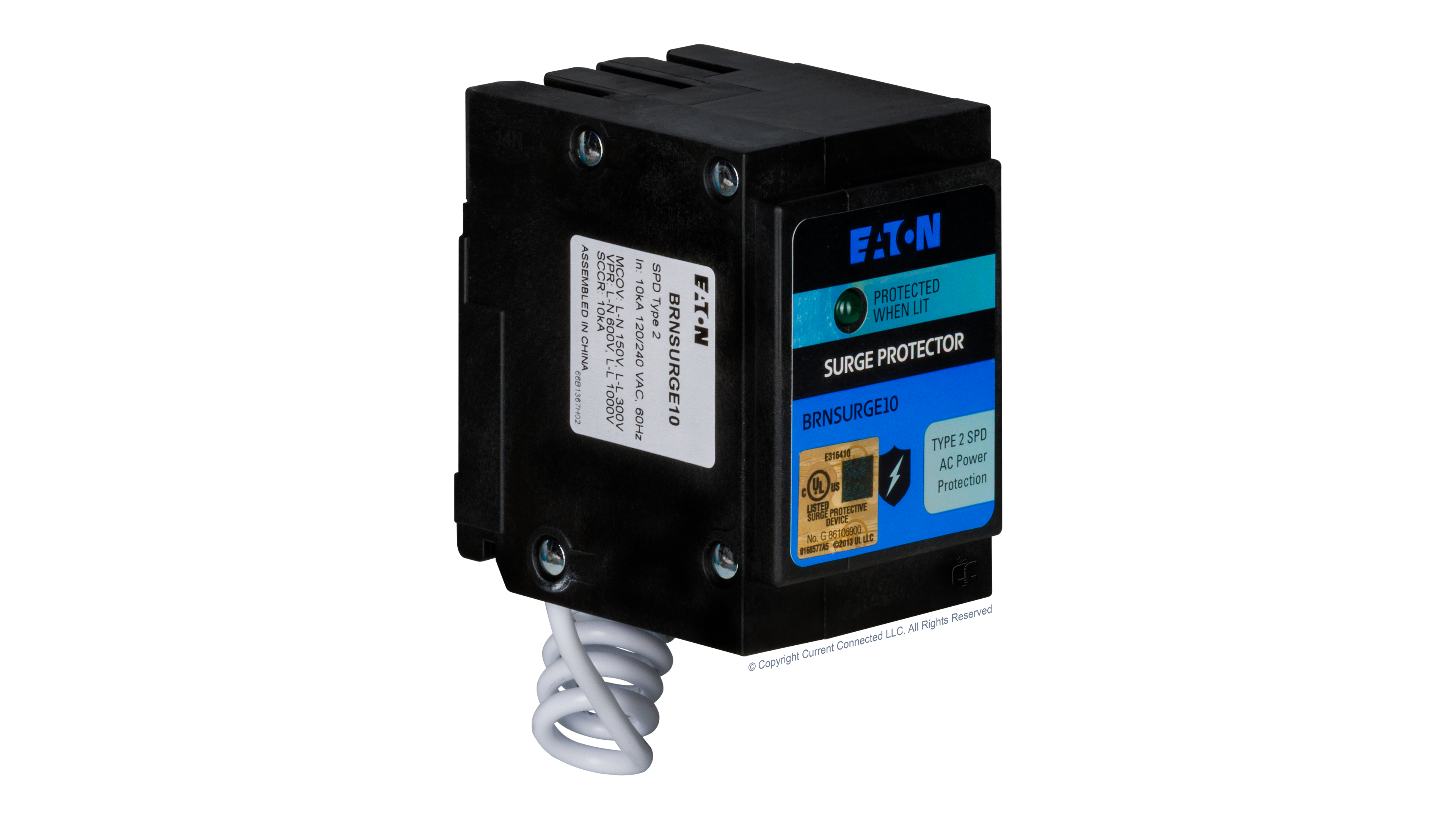 Eaton - BRSSP - BR Plug-in Surge Protector Angled View High quality photo of the Eaton - BRSSP - BR Plug-in Surge Protector Angled View. Photographed by Current Connected