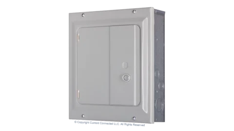 High quality photo of the Eaton - BRP100 - BR 100 AMP 24-Circuit Breaker Panel Kit - Angled Left View. Photographed by Current Connected