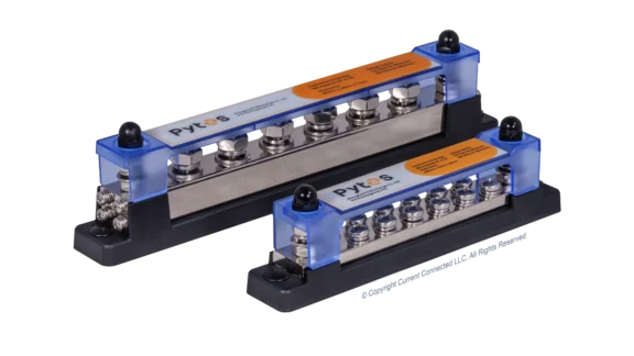Pytes 300A or 600A Busbars, Rated for 1500Vdc/300Vac, Nickel Plated Copper Busbar with Stainless Steel Terminals