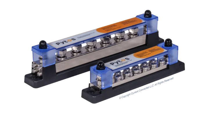 Pytes 300A or 600A Busbars, Rated for 1500Vdc/300Vac, Nickel Plated Copper Busbar with Stainless Steel Terminals