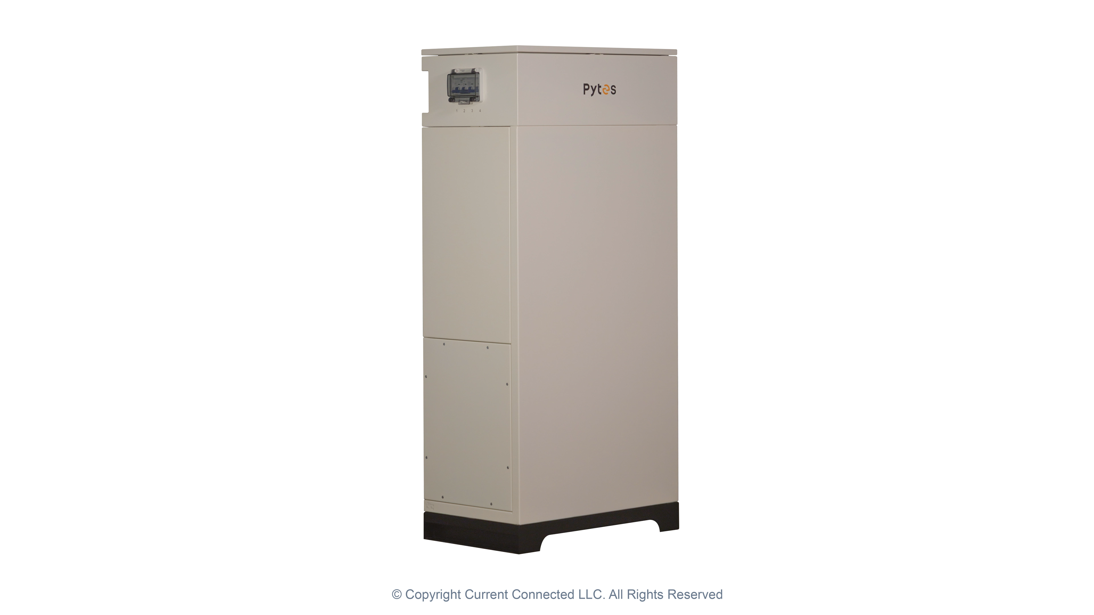 V-BOX-OC-Outdoor-Battery-Cabinet-ISO-FrontLeft High quality photo of the Pytes V-BOX-OC Front Left. Photographed by Current Connected