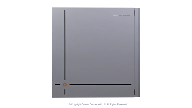 High quality photo of the Pytes V16 Lithium Battery Front View. Photographed by Current Connected