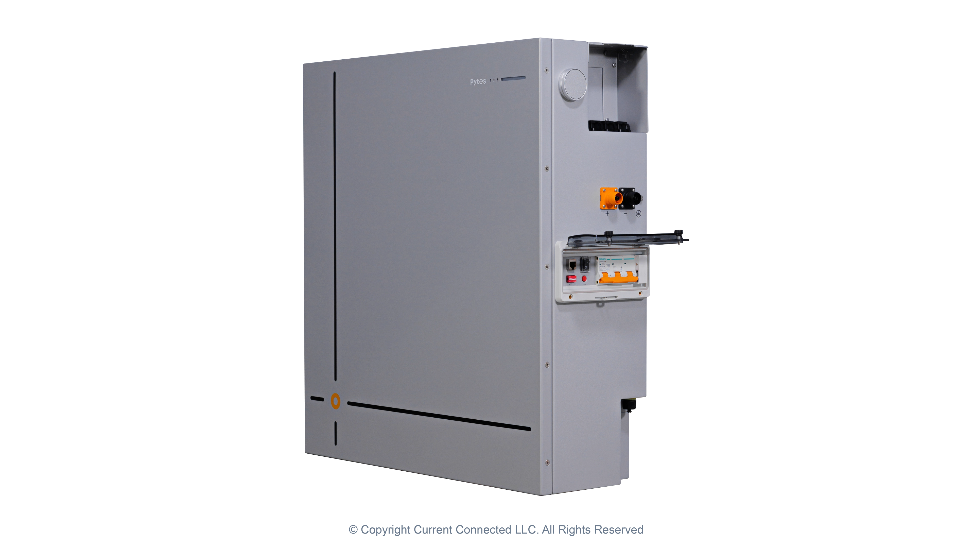 High quality photo of the Pytes V16 Lithium Battery Front Right Open View. Photographed by Current Connected