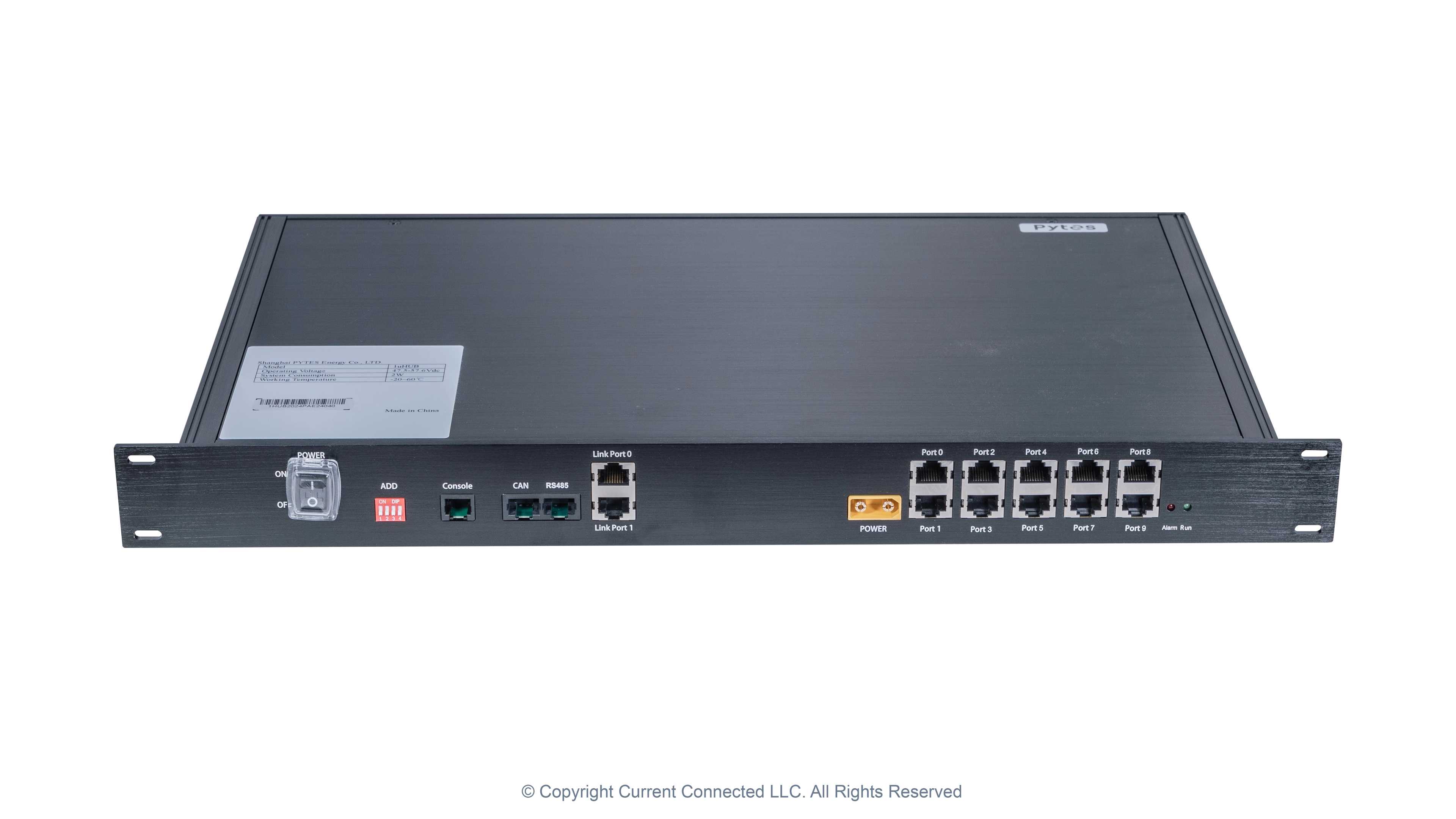 High quality photo of the Pytes Multi-Cluster Battery Communcation Hub Front Top View. Photographed by Current Connected