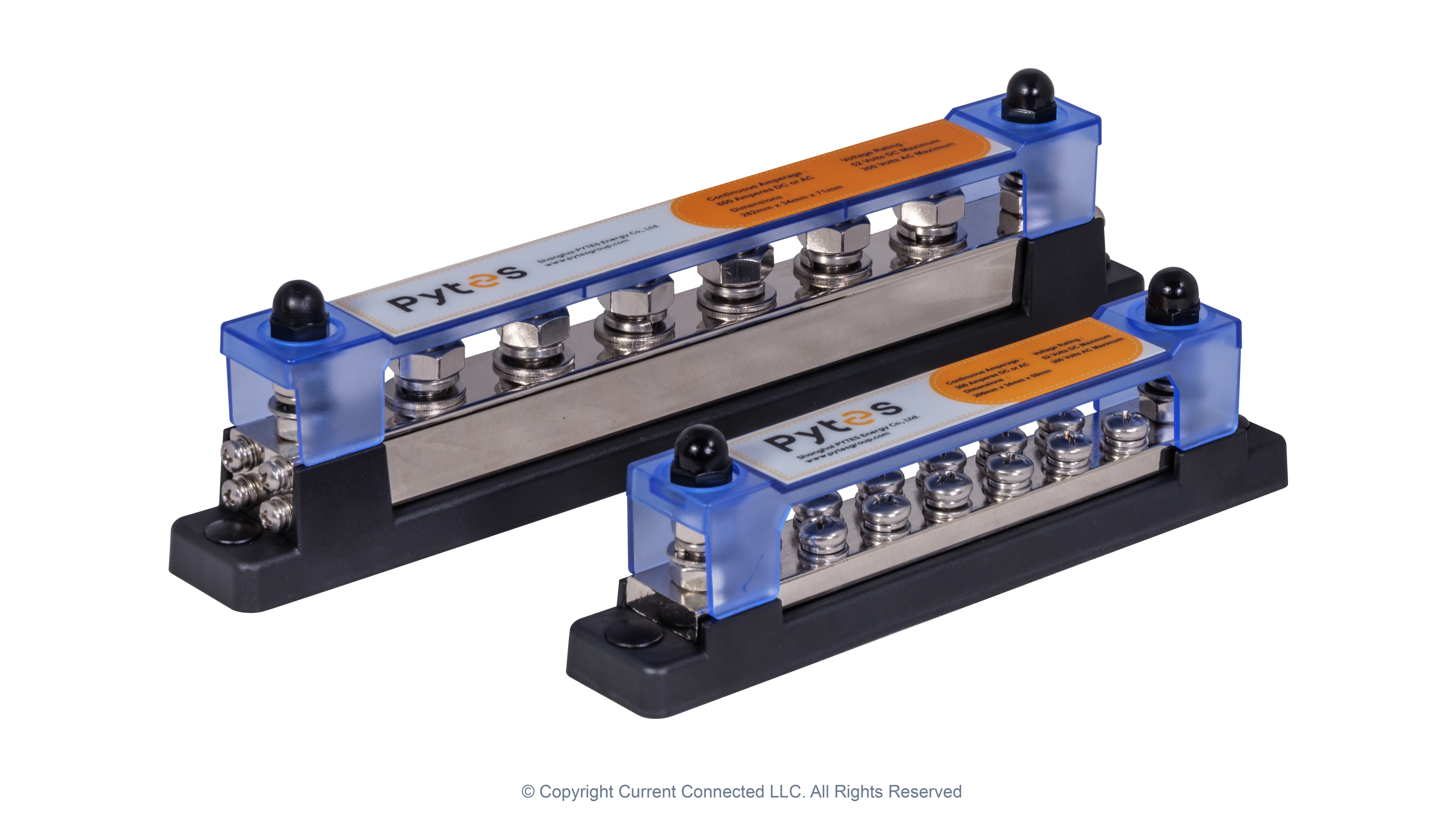 Pytes-300A-600A-Busbars-Top-View High quality photo of the Pytes 300A / 600A Busbars Top View. Photographed by Current Connected