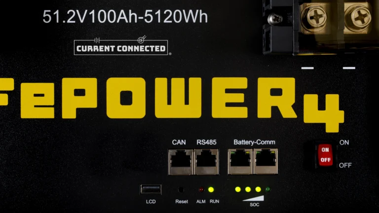 High quality photo of the EG4 LiFePOWER4 Controls and Connections view. Photographed by Current Connected