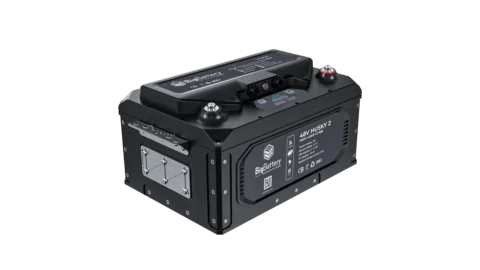 High quality photo of the Big Battery 48V Husky Front Right View. Photo sourced by Current Connected.