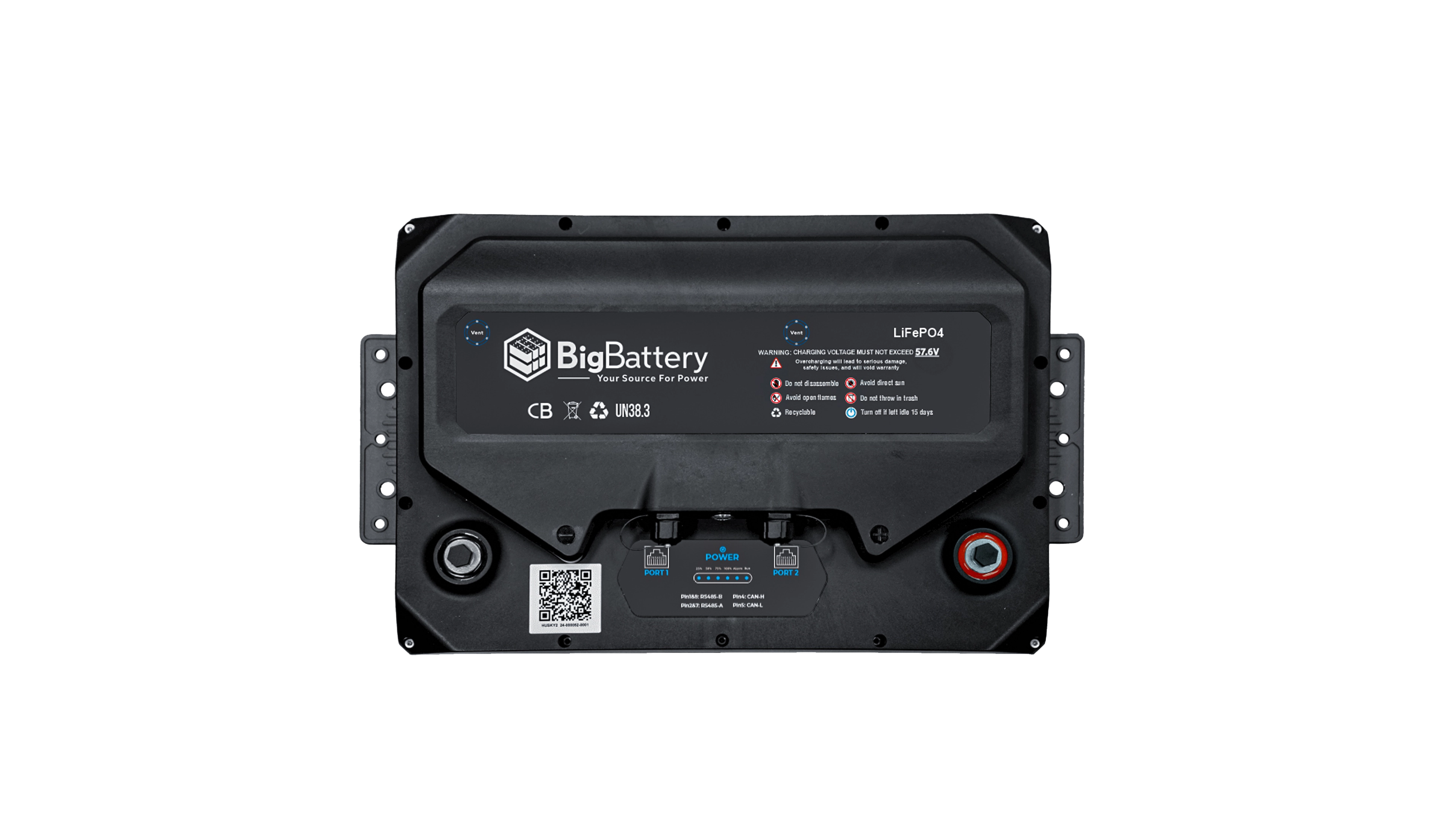 High quality photo of the Big Battery Husky LiFePO4 Battery INV Top View. Photo sourced by Current Connected.