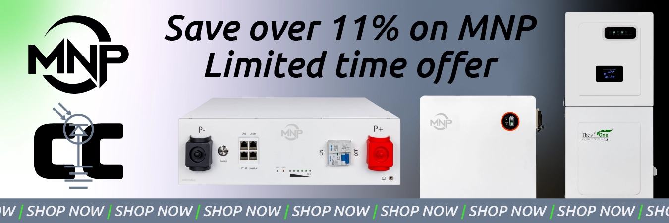 High quality photo of Banner saying "Save over 11% on MNP. Limited time offer. SHOP NOW" prominently featuring the MNP Products, imagery sourced by Current Connected. Created by Current Connected for promotional materials.