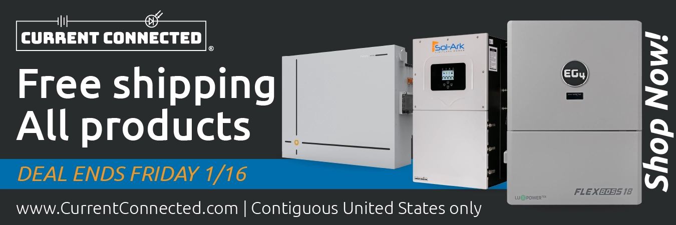 High quality photo of Banner saying "Free shipping All products. DEAL ENDS FRIDAY 1/16. Contiguous United States only " prominently featuring popular products on current connected, imagery sourced by Current Connected. Created by Current Connected for promotional materials.