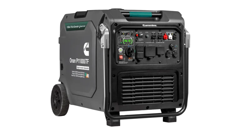 High quality photo of the Cummins Onan P11000iTF Front Left View. Photo sourced by Current Connected.