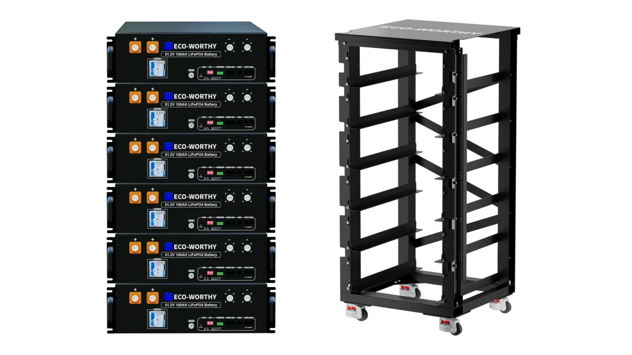 ECO-WORTHY 30.72kWh Server Rack Battery Bundle with 6-Slot Server Rack ...