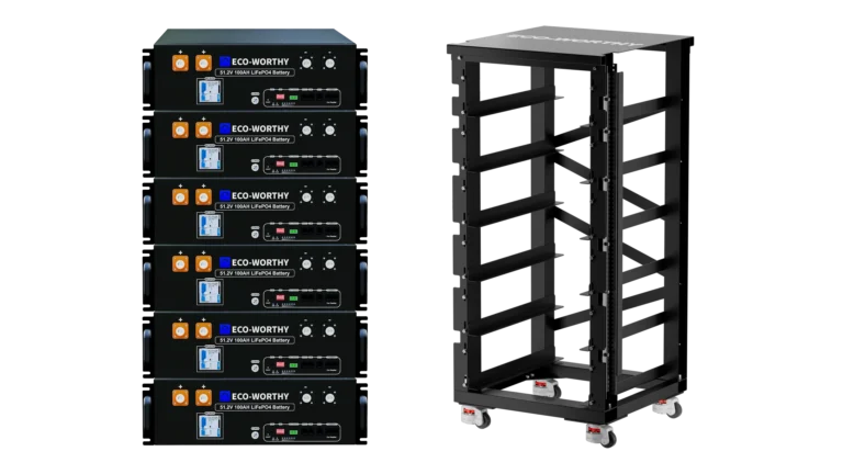 ECO-WORTHY 30.72kWh Server Rack Battery Bundle with 6-Slot Server Rack