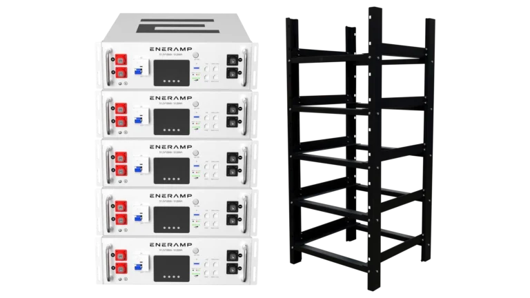 Eneramp Endurance 5 25.6kWh Lithium UL 1973 Battery Bundle with Battery Rack, 5x Endurance 5 48V 5.12kWh Batteries with 5-Slot Battery Rack