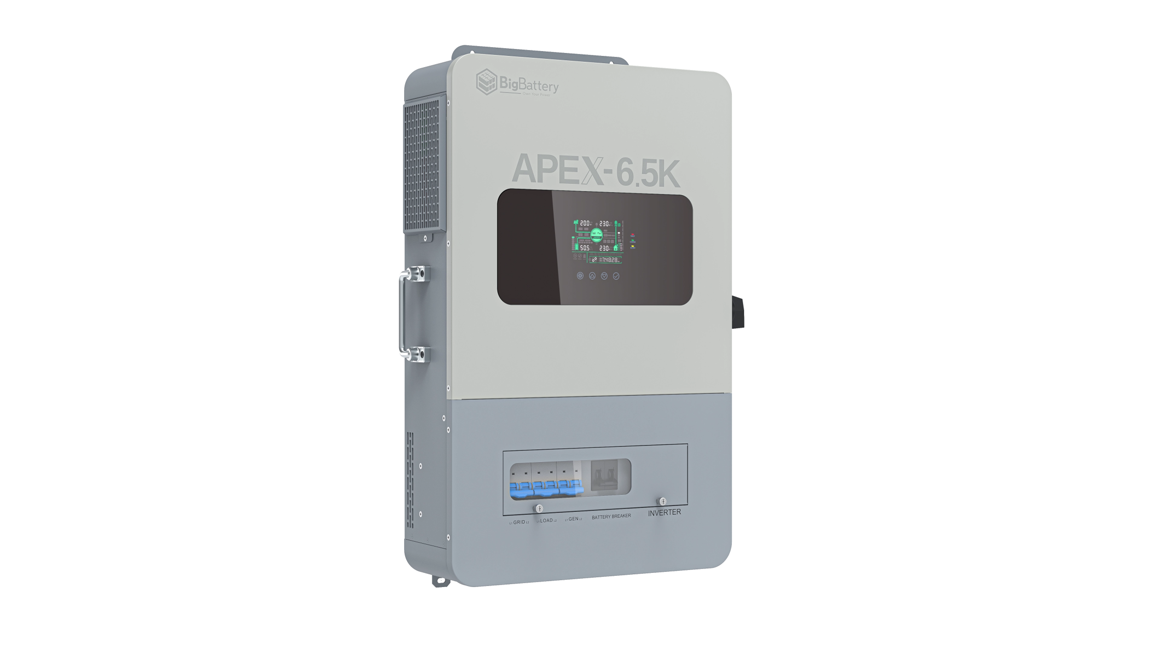 High quality photo of the Big Battery Apex-6.5k Front Left View. Photo sourced by Current Connected.