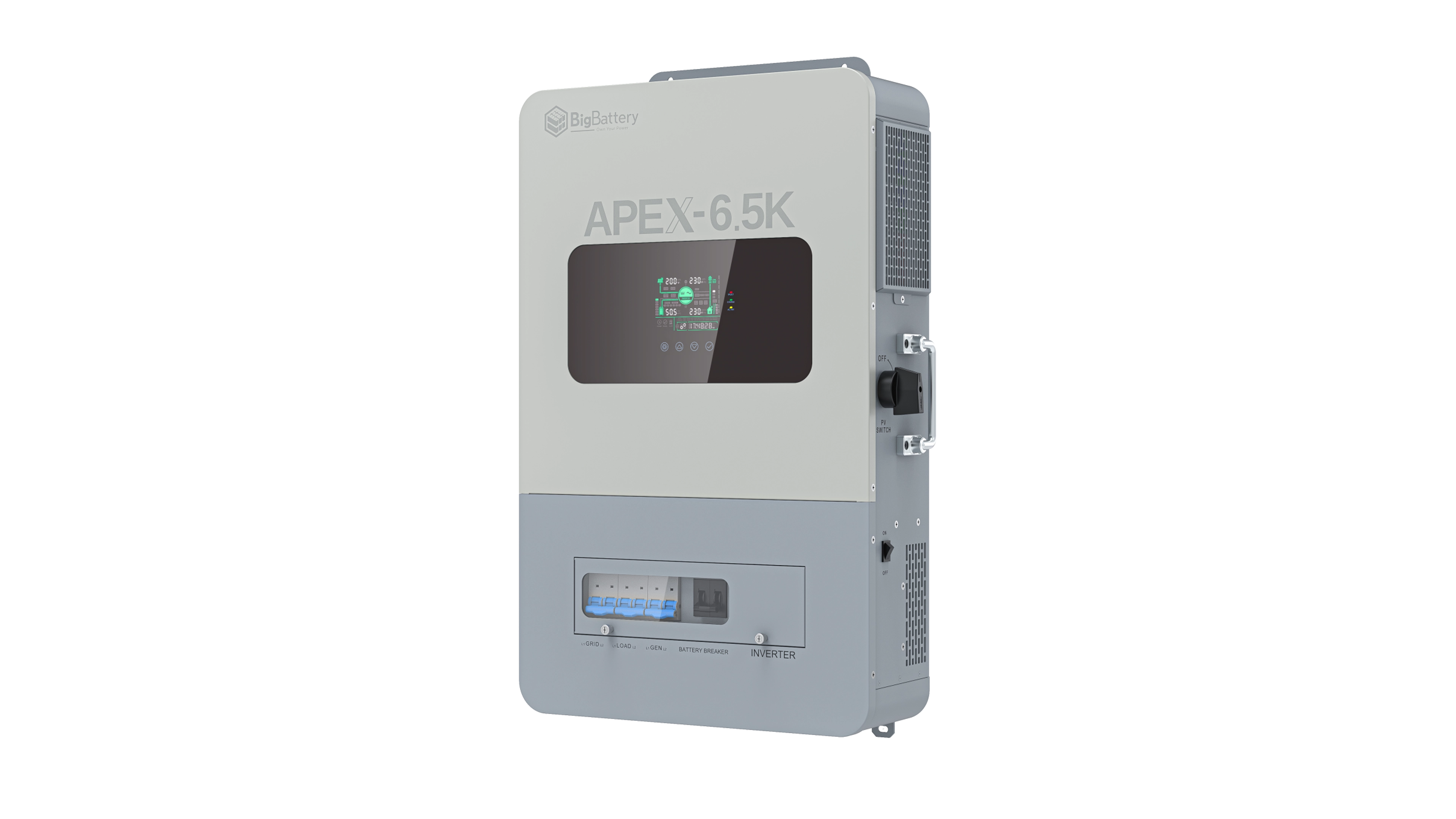 High quality photo of the Big Battery Apex-6.5k Front Right View. Photo sourced by Current Connected.