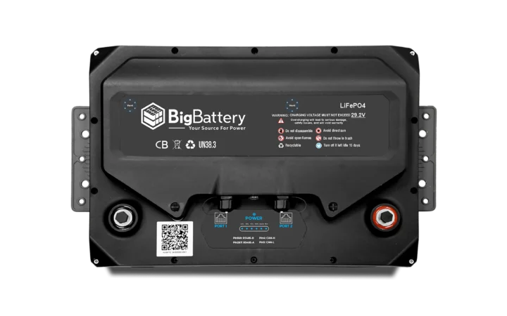 High quality photo of the Big Battery Husky 24V LiFePO4 Battery INV Top View. Photo sourced by Current Connected.