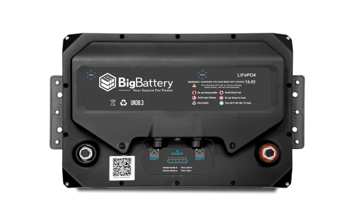 High quality photo of the Big Battery Husky 12V LiFePO4 Battery INV Top View. Photo sourced by Current Connected.