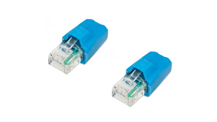 High quality photo of the Victron RJ45 Terminator Top Angle View. Photo sourced by Current Connected.