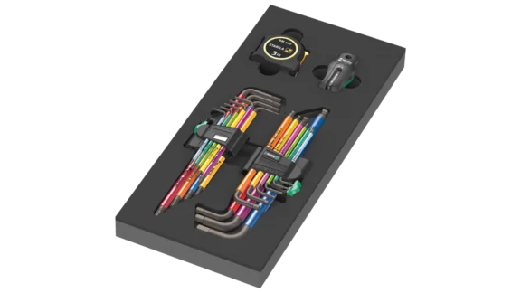 High quality photo of the Wera 9740 Foam Instert L_key Set. Photo sourced by Current Connected from WERA Tools.