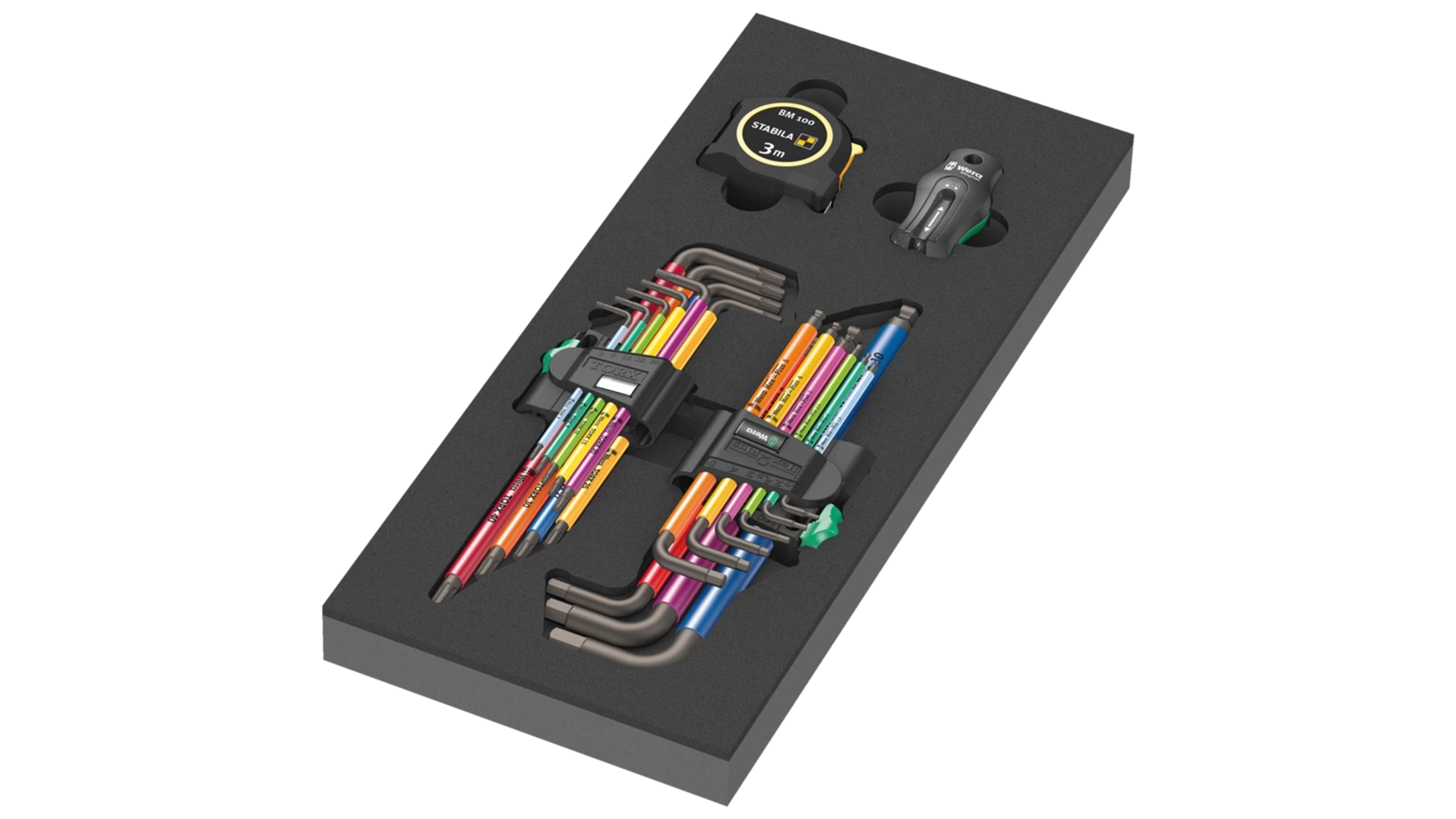 High quality photo of the Wera 9740 Foam Instert L_key Set. Photo sourced by Current Connected from WERA Tools.