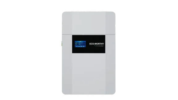 High quality photo of the ECO-WORTHY 48V 100Ah Wall Mount Front View. Photo sourced by Current Connected from ECO-WORTHY.