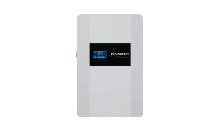 High quality photo of the ECO-WORTHY 48V 100Ah Wall Mount Front View. Photo sourced by Current Connected from ECO-WORTHY.