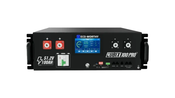 High quality photo of the ECO-WORTHY Cubix 100 Pro Front View. Photo sourced by Current Connected from ECO-WORTHY.