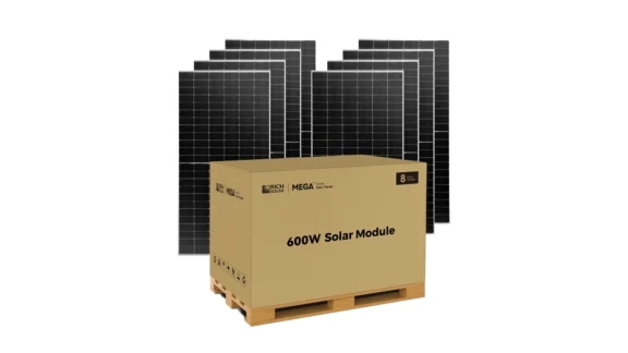 Rich Solar MEGA 600W Bifacial Monocrystalline Solar Panels, Pallet of 8 Panels, 4.8kW of Solar Power for Residential, Commercial, or Off-Grid Power